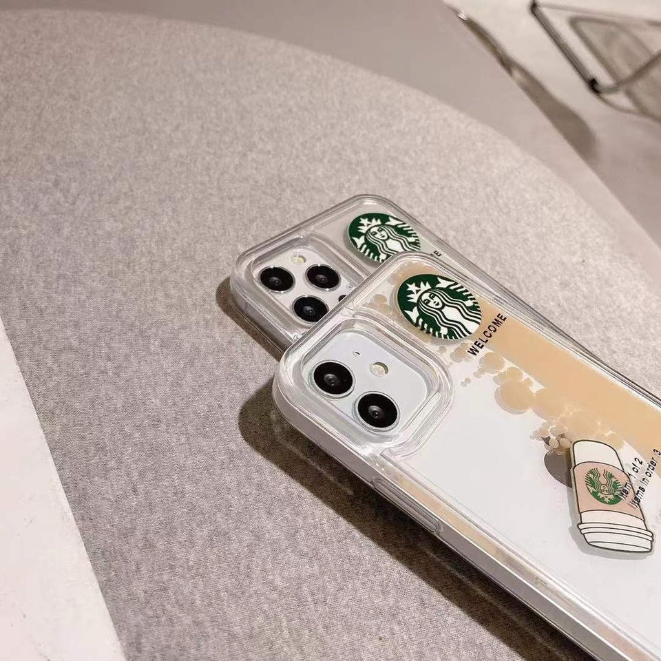 iPhone StarBucks Liquid Coffee Floating Cup Case Cover – Leathon iPhone StarBucks Liquid Coffee Floating Cup Case Cover – Leathon