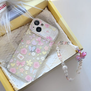 iPhone Floral Bow Case With Butterfly Pendant Holder