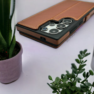 Samsung Galaxy S24 Ultra PU Leather Flip Card Slot Soft Magnetic Closure Case Cover