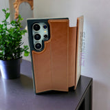 Samsung Galaxy S24 Ultra PU Leather Flip Card Slot Soft Magnetic Closure Case Cover