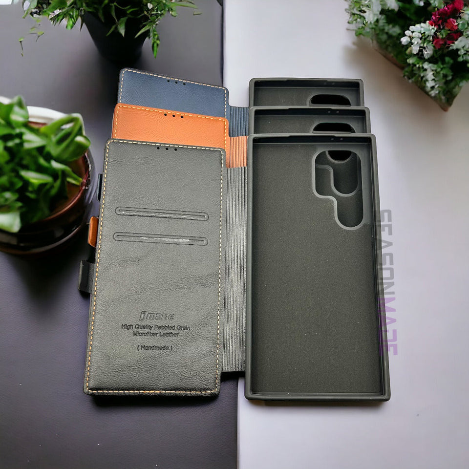 Samsung Galaxy S24 Ultra PU Leather Flip Card Slot Soft Magnetic Closure Case Cover