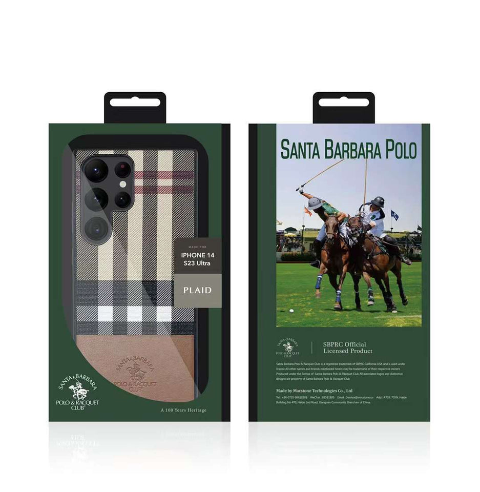 Samsung Galaxy S23 Ultra Santa Barbara Polo PLAID Premium Leather Case