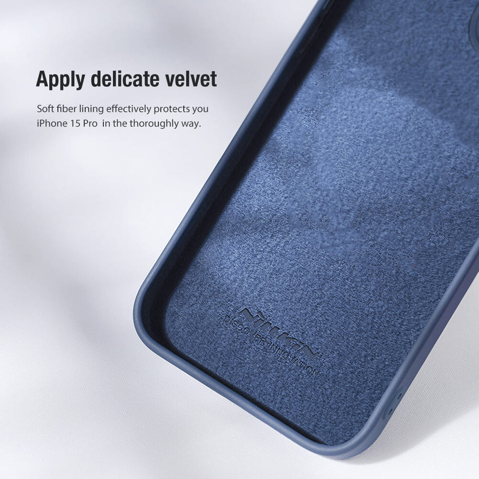 iPhone 15 Series Nillkin CamShield Silky Silicone Case Cover Blue