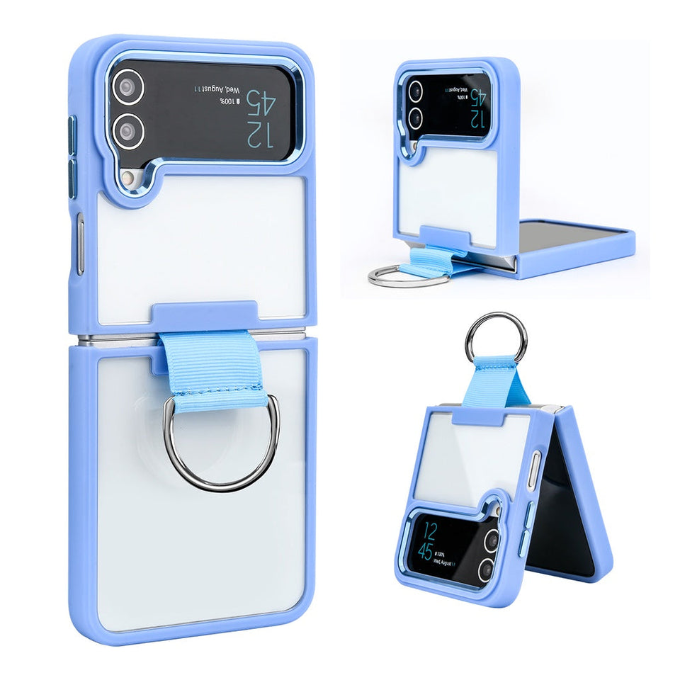 Samsung Galaxy Z Flip 4 Transparent Shockproof Clear Case With Metal R – Leathon Samsung Galaxy Z Flip 4 Transparent Shockproof Clear Case With Metal R – Leathon