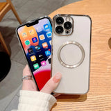 iPhone Magsafe Transparent Purple Case Cover Lens Protector