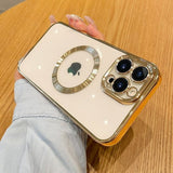 iPhone Magsafe Transparent Purple Case Cover Lens Protector