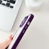 iPhone Hollow Flipping Lens Bracket Case Cover Deep Purple