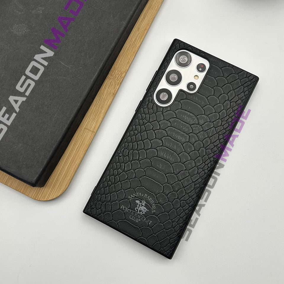 Samsung Galaxy S23 Ultra Santa Barbara Polo Leather Croc Pattern Case Cover