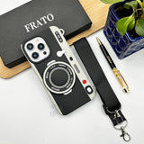 iPhone 3D Cool Retro Camera Design Silicone Case Cover With Strap