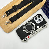 iPhone 3D Cool Retro Camera Design Silicone Case Cover With Strap