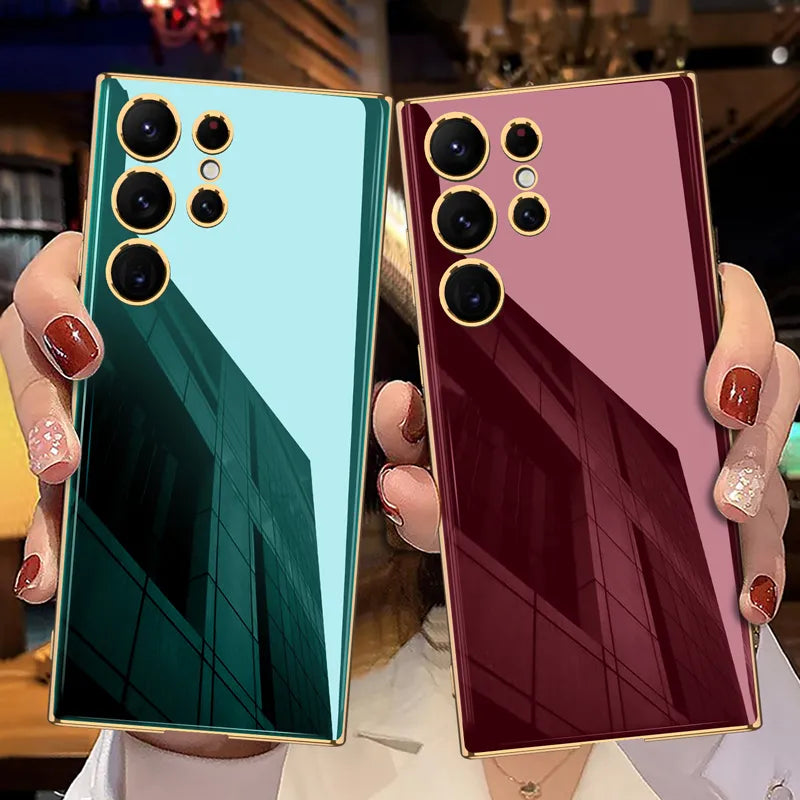 samsung 23 phone cases Samsung Galaxy S23 Ultra Chrome Plated Glossy Soft Silicone Case Cover –  Leathon