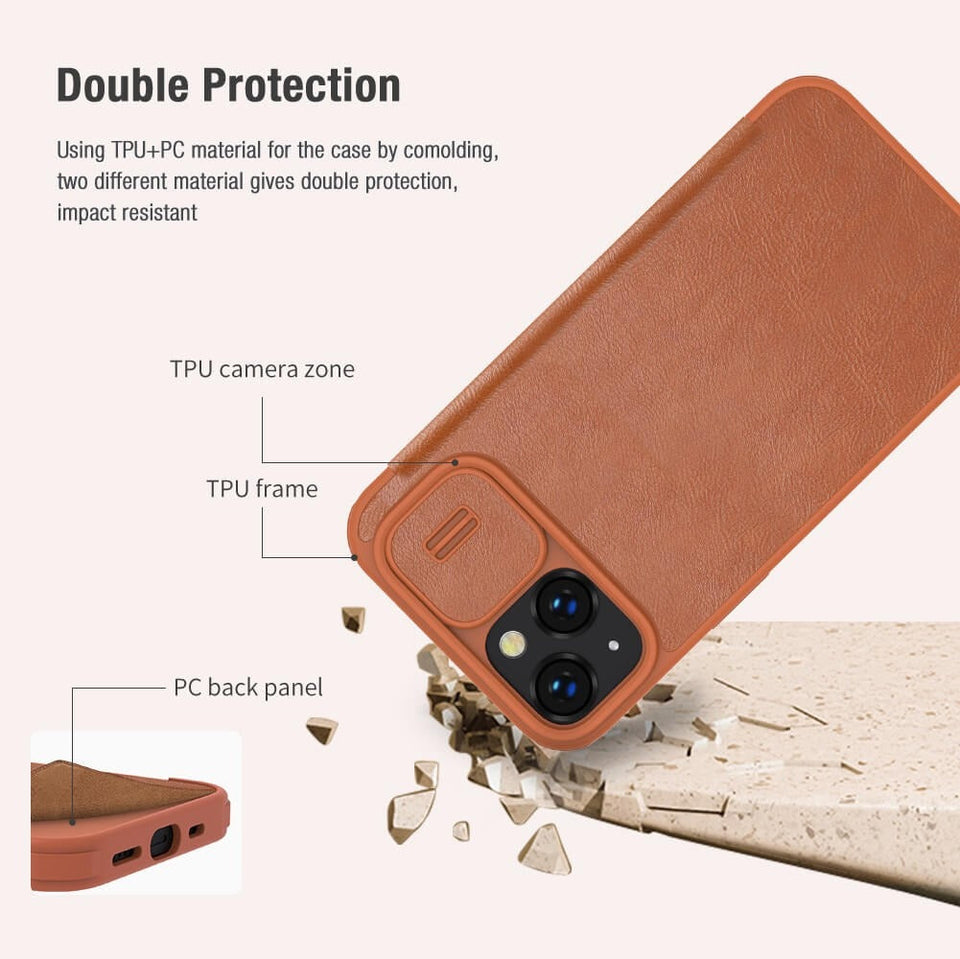 iPhone Nillkin Camera Protection QIN Leather Flip Case Brown