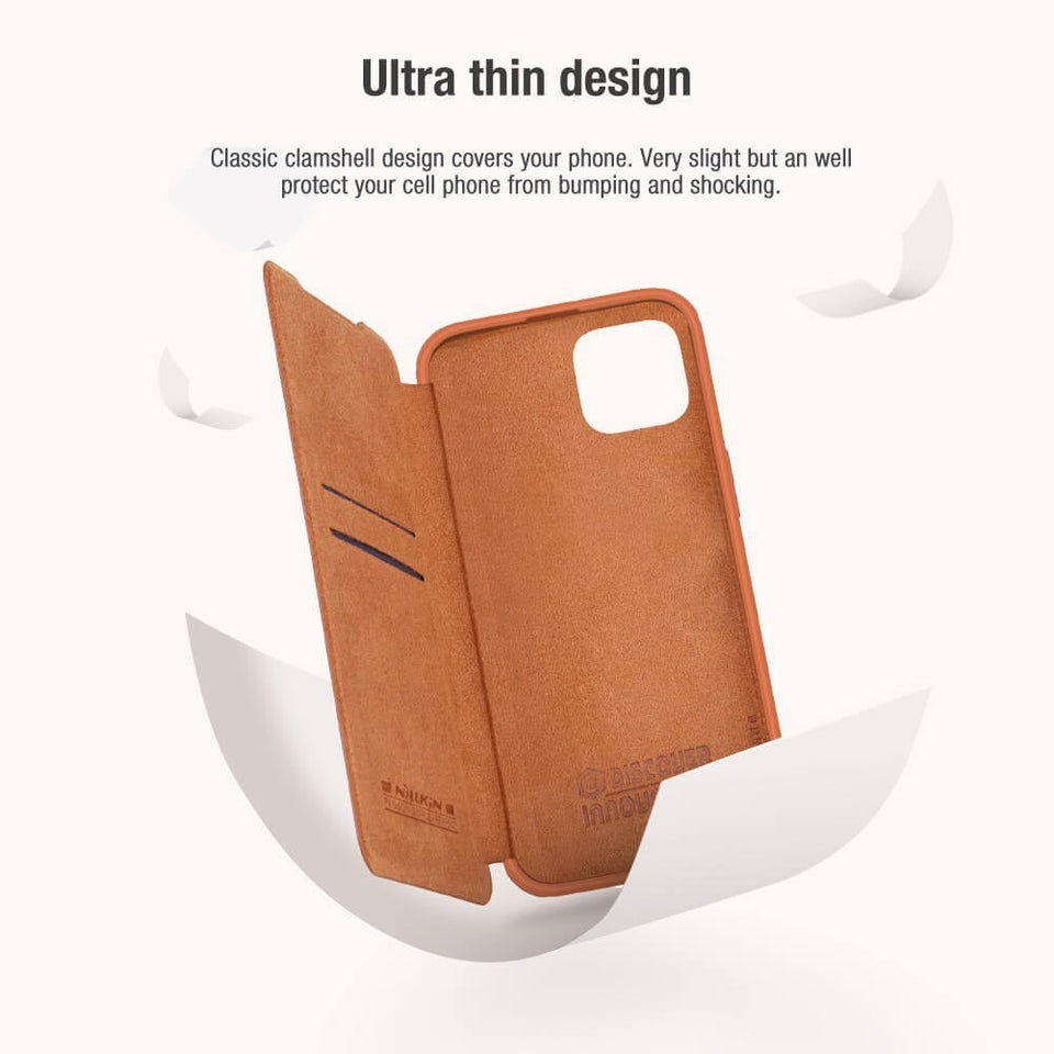 iPhone Nillkin Camera Protection QIN Leather Flip Case Brown