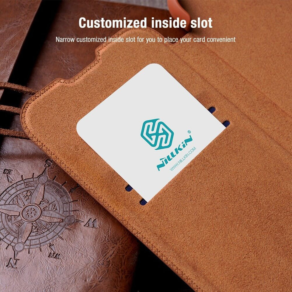 iPhone Nillkin Camera Protection QIN Leather Flip Case Brown
