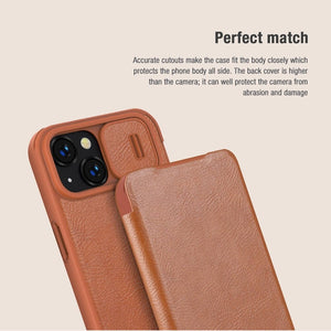 iPhone Nillkin Camera Protection QIN Leather Flip Case Brown