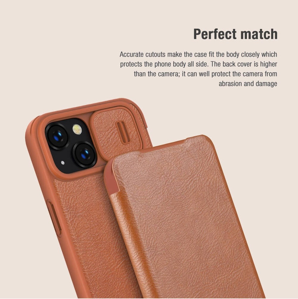 iPhone Nillkin Camera Protection QIN Leather Flip Case Brown